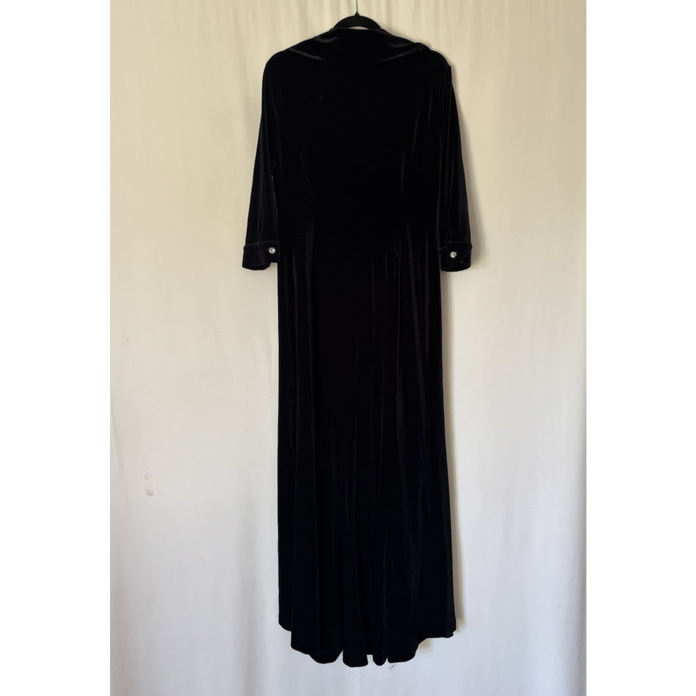 Newport News Velvet Maxi Dress 14 Long Buttons Holiday Formal - Picture 3 of 13
